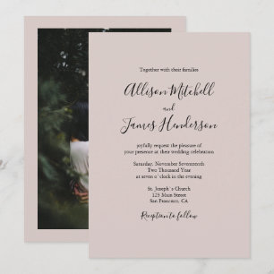 Minimalist Simple Handwritten Script Wedding Photo Invitation