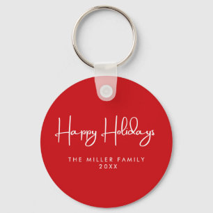 Minimalist Simple Happy holidays Keychain