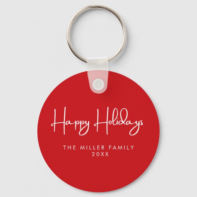 Minimalist Simple Happy holidays  Keychain (Front)