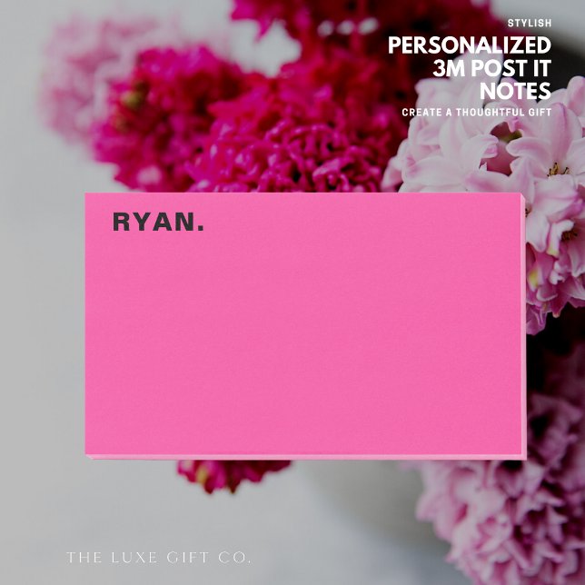 Minimalist Simple Hot Pink Personalized Post-it Notes (Creator Uploaded)