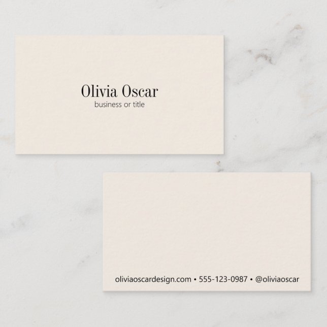 Minimalist Simple Ivory Cream Clean Job Title Name Business Card (Front/Back)