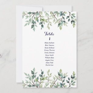 Minimalist Simple leaf wedding seating chart card