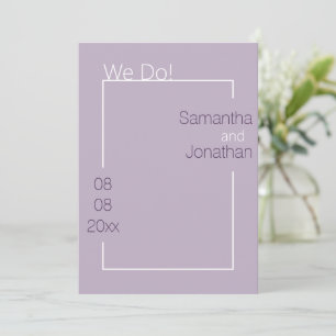 Minimalist Simple Lilac Wedding Invitation