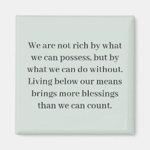 Minimalist Simple Living Blessing Quote Magnet