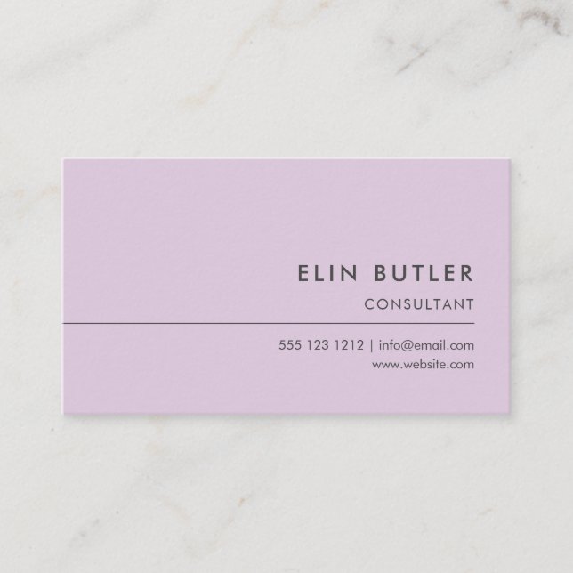 Minimalist Simple Logo Pastel Purple Business Card (Front)