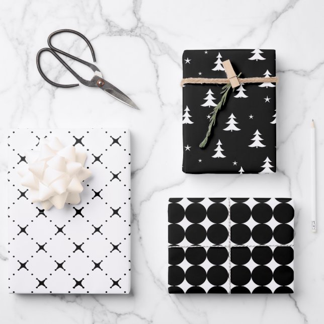 minimalist simple masculine black Wrapping Paper  (Front)