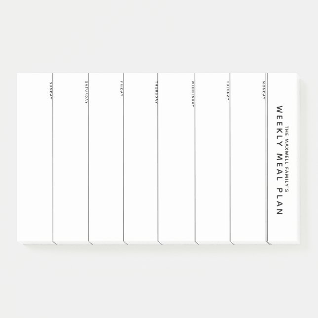 Minimalist Simple Meal Planning Post-it Notes (Front)