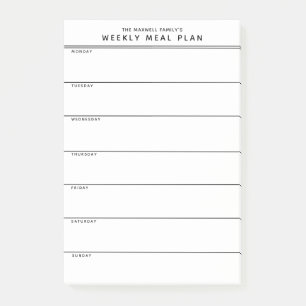 Minimalist Simple Meal Planning Post-it Notes
