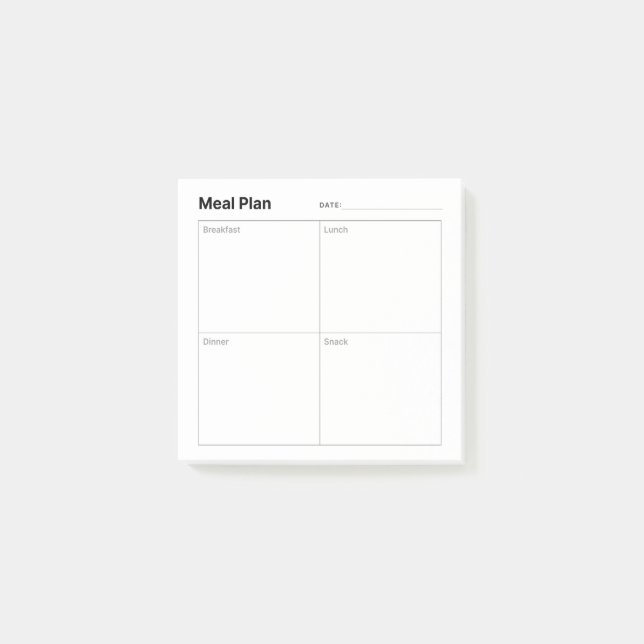 Minimalist Simple Meal Preparation Post-it Notes (Front)