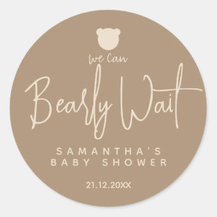 Minimalist simple modern bear Baby Shower Classic Round Sticker
