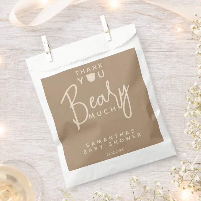 Minimalist simple modern bear Baby Shower Favour  Favour Bag (Clipped)