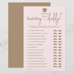 Minimalist simple modern bear Baby Shower Game 