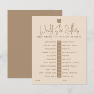 Minimalist simple modern bear Baby Shower Game