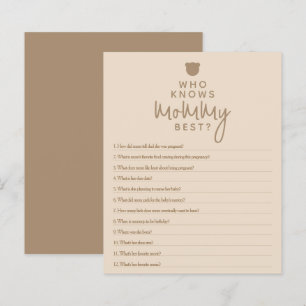 Minimalist simple modern bear Baby Shower Game