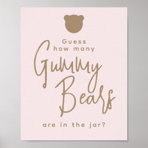 Minimalist simple modern Bear Baby Shower Game  Poster