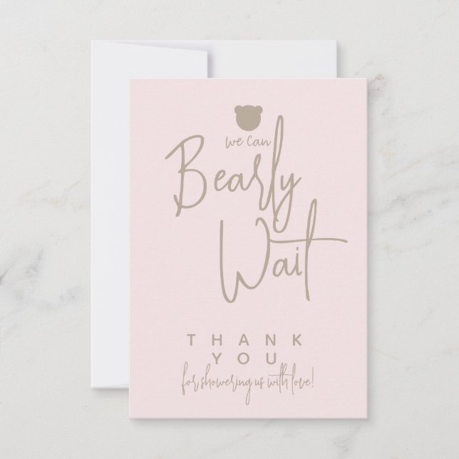 Minimalist simple modern bear Baby Shower  Thank You Card (Front)