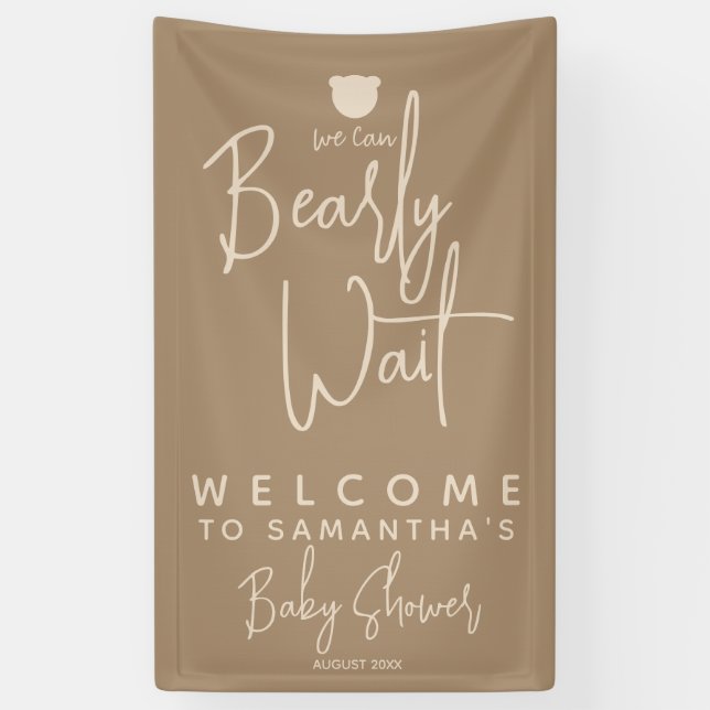 Minimalist simple modern bear Baby Shower welcome Banner (Vertical)