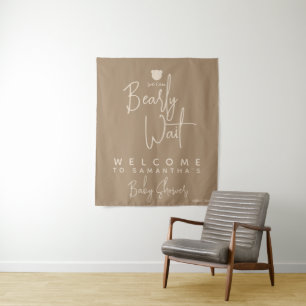 Minimalist simple modern bear Baby Shower welcome  Tapestry