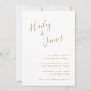 Minimalist Simple Modern Elegant Gold Wedding Invitation