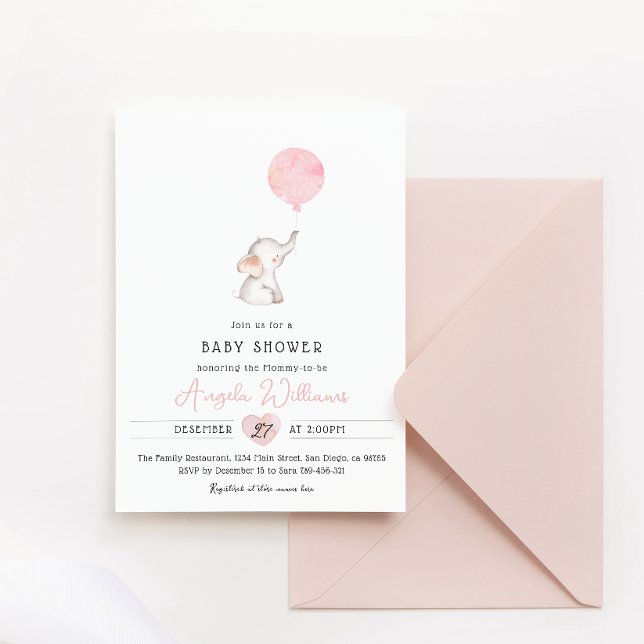Minimalist simple modern elephant Baby Shower  Invitation (Creator Uploaded)