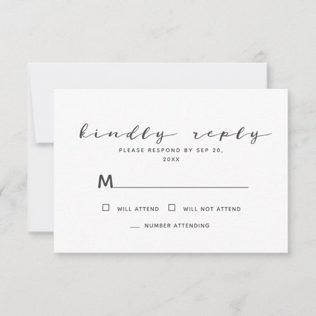 Minimalist Simple Modern Memories Memorial Reply RSVP Card (Front)