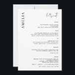 Minimalist SImple Modern Menu with name Invitation<br><div class="desc">Simple and modern customizable wedding menu, which features a clean font on white background, with side initials. This is a minimalist and elegant wedding suite. For more advanced customization of this design, e.g. changing layout, font or text size please click the "CUSTOMIZE" button above. Please contact me for any questions!...</div>