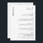 Minimalist SImple Modern Menu with name Invitation<br><div class="desc">Simple and modern customizable wedding menu, which features a clean font on white background, with side initials. This is a minimalist and elegant wedding suite. For more advanced customization of this design, e.g. changing layout, font or text size please click the "CUSTOMIZE" button above. Please contact me for any questions!...</div>