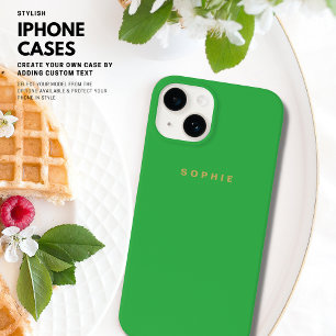 Minimalist Simple Modern Monogram Green Gold Case-Mate iPhone 14 Case