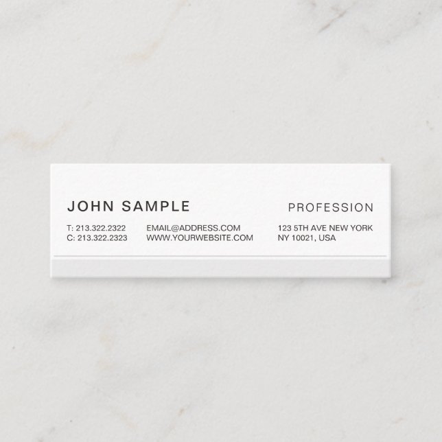 Minimalist Simple Modern Professional Elegant Grey Mini Business Card (Front)