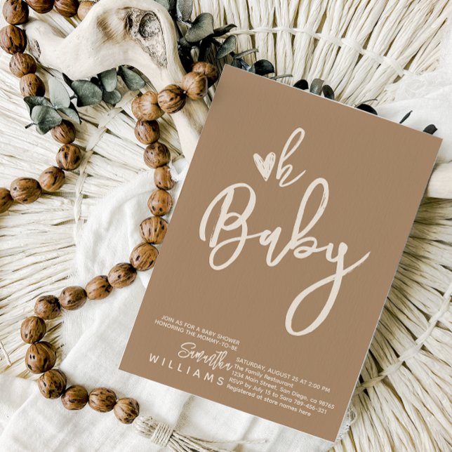 Minimalist simple modern script heart Baby Shower Invitation (Creator Uploaded)