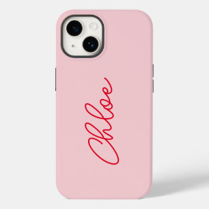 Minimalist Simple Modern Script Red Monogram Case-Mate iPhone 14 Case