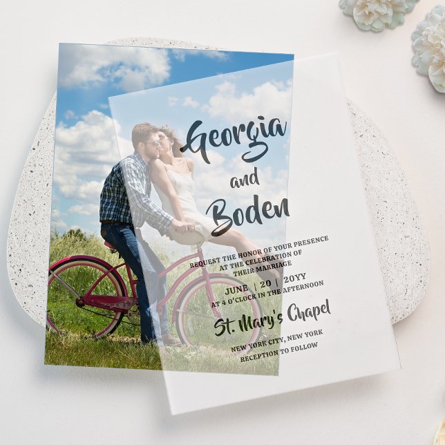 Minimalist Simple Modern Script Wedding Vellum Invitations (Creator Uploaded)