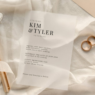 Minimalist simple modern typography wedding acrylic invitations