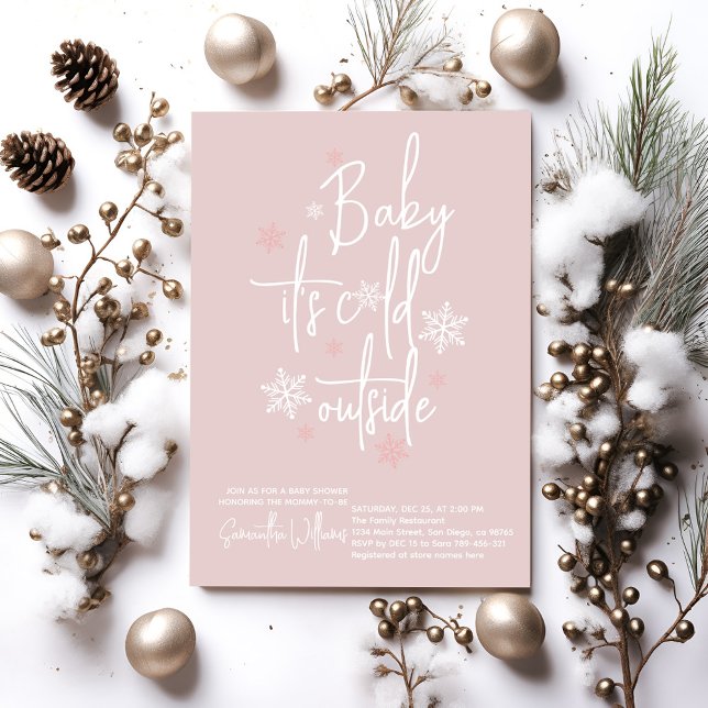 Minimalist simple modern winter Baby Girl Shower  Invitation (Creator Uploaded)