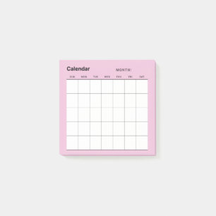 Minimalist Simple Monthly Planner Calendar Post-it Notes