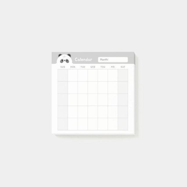 Minimalist Simple Monthly Planner Calendar Post-it Notes (Front)