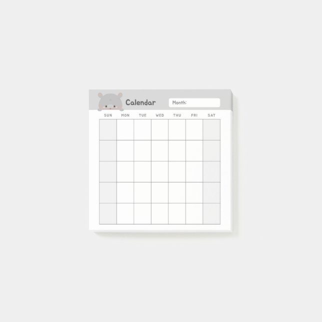 Minimalist Simple Monthly Planner Calendar Post-it Notes (Front)