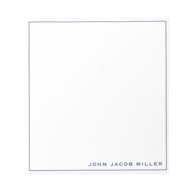 Minimalist Simple Navy Blue Notepad (Front)