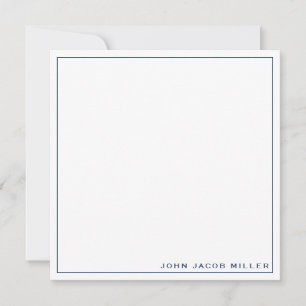 Minimalist Simple Navy Blue Square Border Card