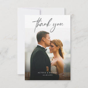 Minimalist Simple Overlay Custom Wedding Photos Thank You Card