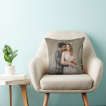 Minimalist Simple Photo First Christmas Elegant Throw Pillow<br><div class="desc">Modern holiday throw pillow featuring a simple and minimal design with "1st Christmas" in an elegant script over your favourite photo. Use the template to add "married" or engaged". The back has a second picture along with additional details. This neutral minimalist Christmas throw pillow is great for a newlywed couple...</div>