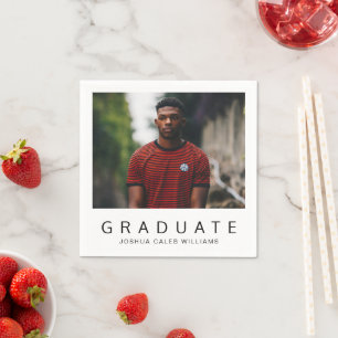 Minimalist Simple Photo Modern Graduation Napkin