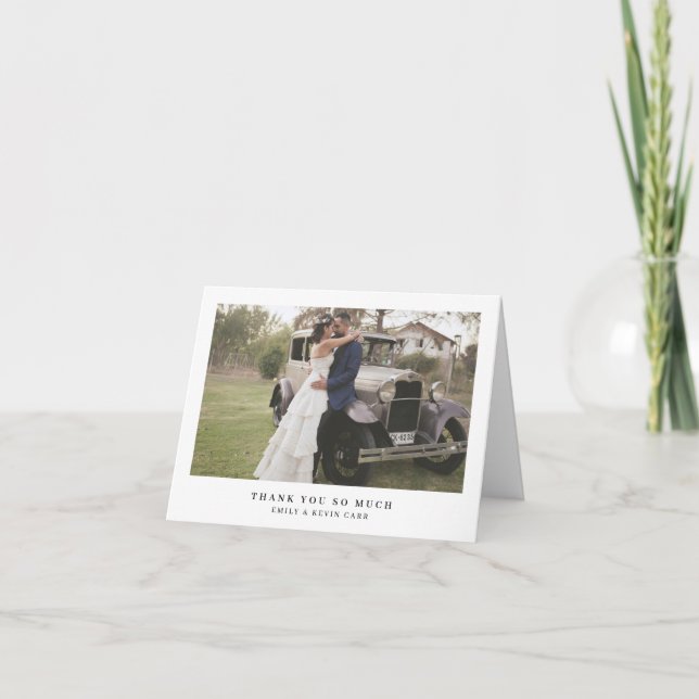 Minimalist Simple Photo Modern Wedding Thank You Card (Front)