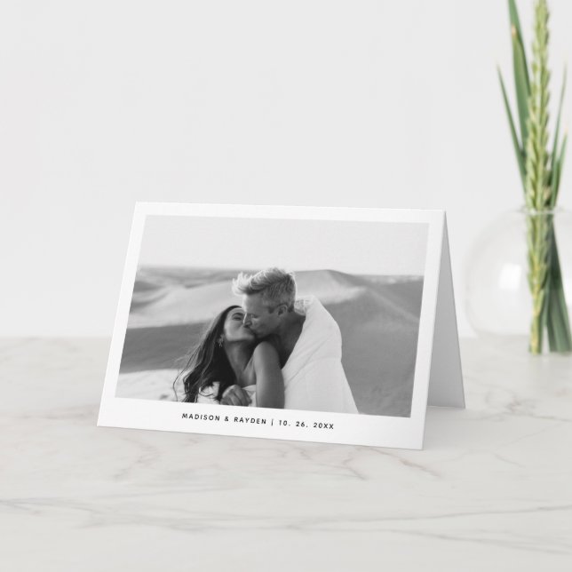 Minimalist Simple Photo QR Code Folded Wedding Thank You Card (Front)