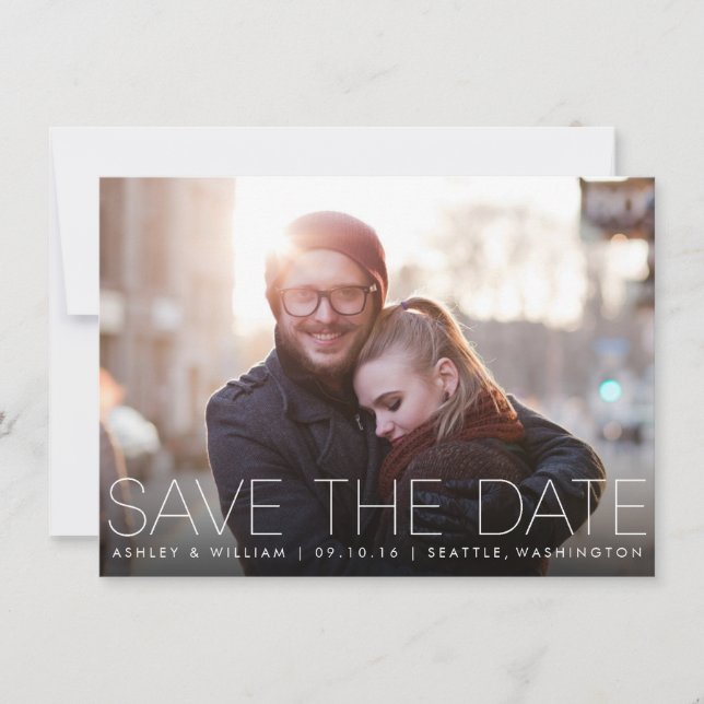 Minimalist Simple Photo Save the Date Card (Front)