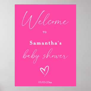 Minimalist Simple Pink Baby Shower Welcome Poster
