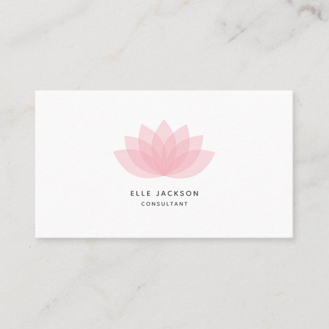 Minimalist simple pink lotus business card (Front)