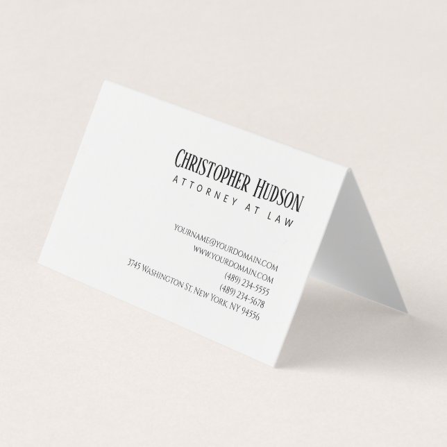 Minimalist Simple Plain Attorney at Law Business Card (Front)