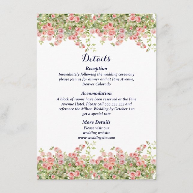 Minimalist Simple Pretty leaves branches wedding Enclosure Card (Front)