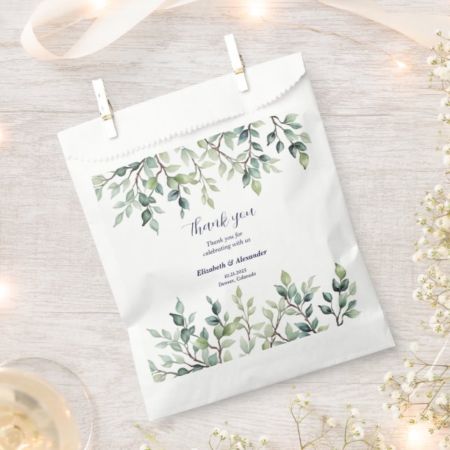 Minimalist Simple Pretty leaves branches wedding Favour Bag (Clipped)